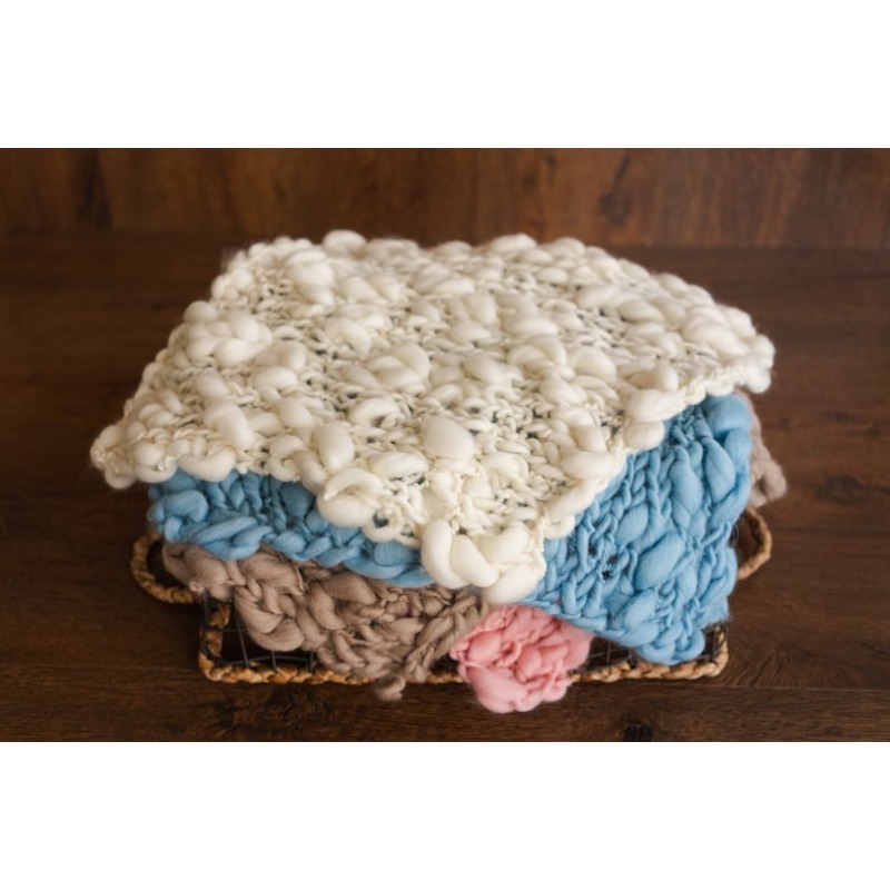 Throw Blanket Chunky Knit - Manta de lana merino de punto