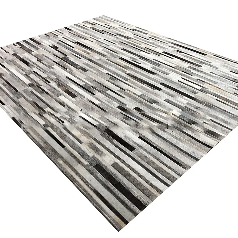 Home Textiles Importers In Usa - Alfombra Gris de Cuero Vacuno Natural