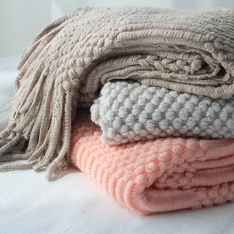 Manta de punto color caqui con - Throw Blanket Chunky Knit reseña y precio