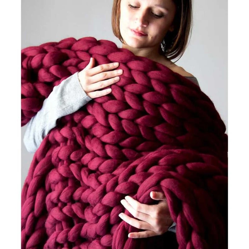 Manta de lana gruesa a la moda - Throw Blanket Chunky Knit reseña y precio