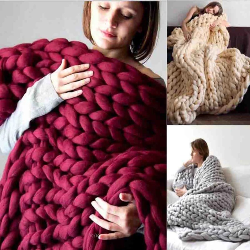 Manta de lana gruesa a la moda - Throw Blanket Chunky Knit reseña y precio