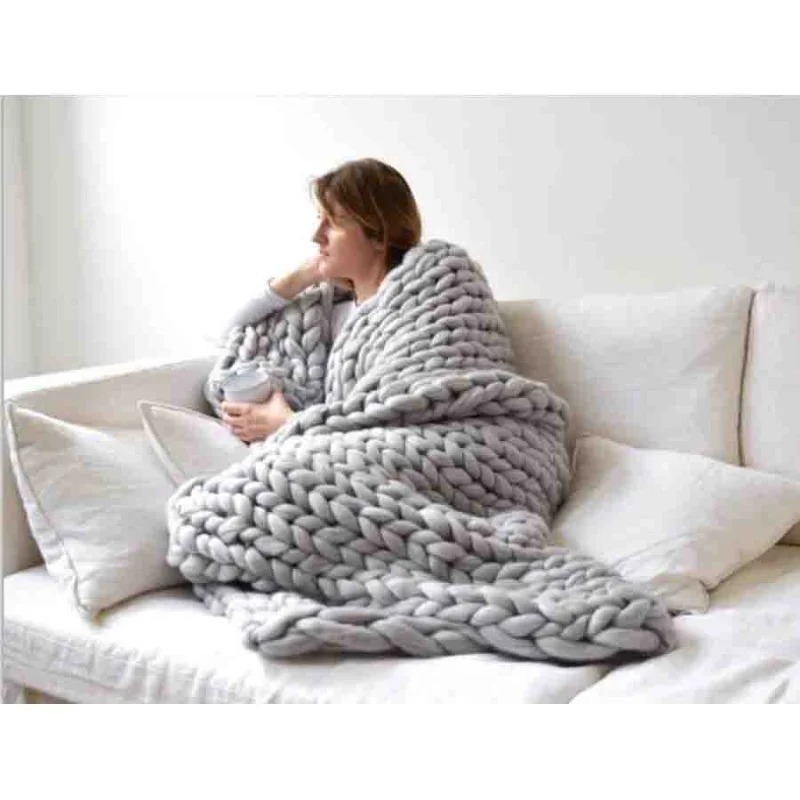 Manta de lana gruesa a la moda - Throw Blanket Chunky Knit reseña y precio