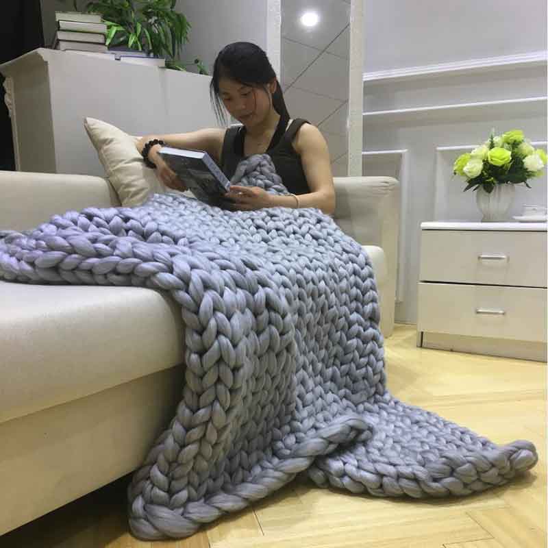 Manta de punto gruesa a mano,  - Throw Blanket Chunky Knit reseña y precio