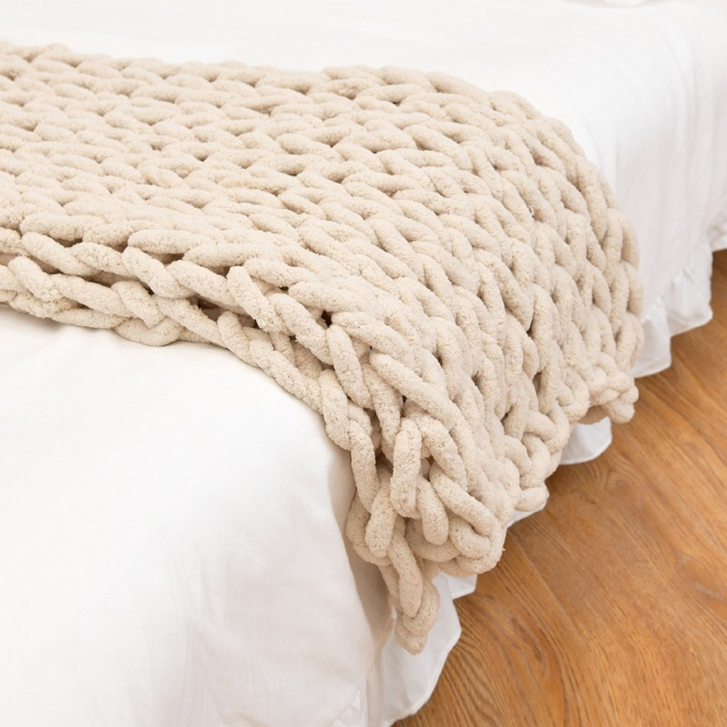 Manta de punto grueso hecha a  - Throw Blanket Chunky Knit reseña y precio