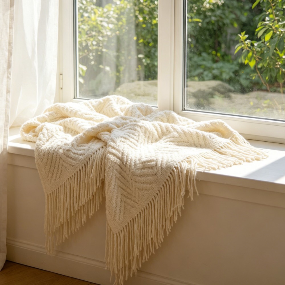 Manta de Lujo Gruesa Color Cre - Throw Blanket Chunky Knit reseña y precio